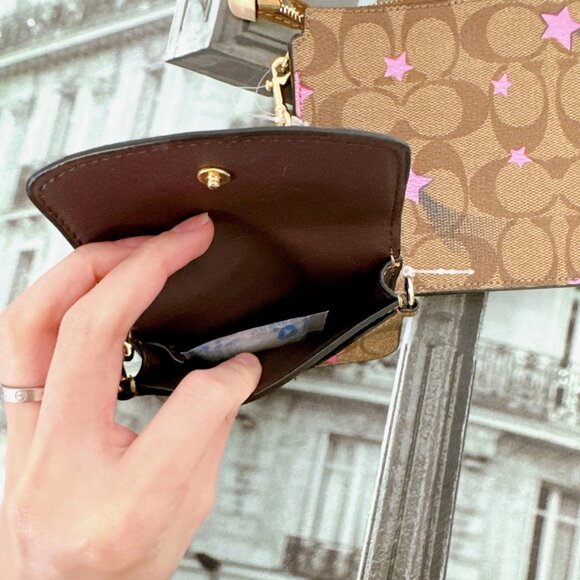 Coach C7288 Poppy Crossbody With Card Case With Disco Star Print IN Brown - Picture 5 of 5